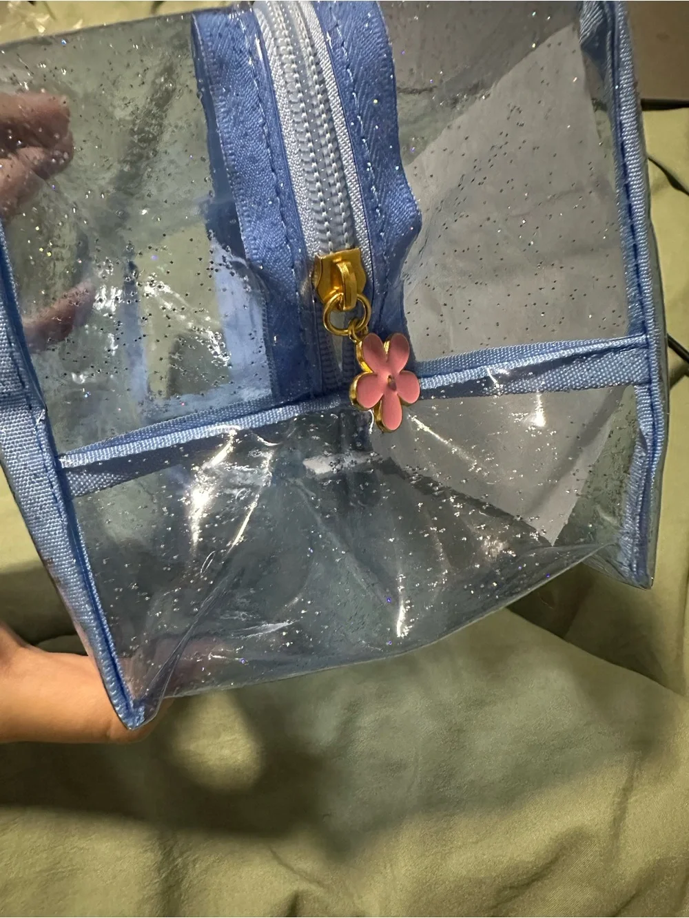 4/$15 Ulta Beauty Blue Glitter PVC makeup bag / pouch